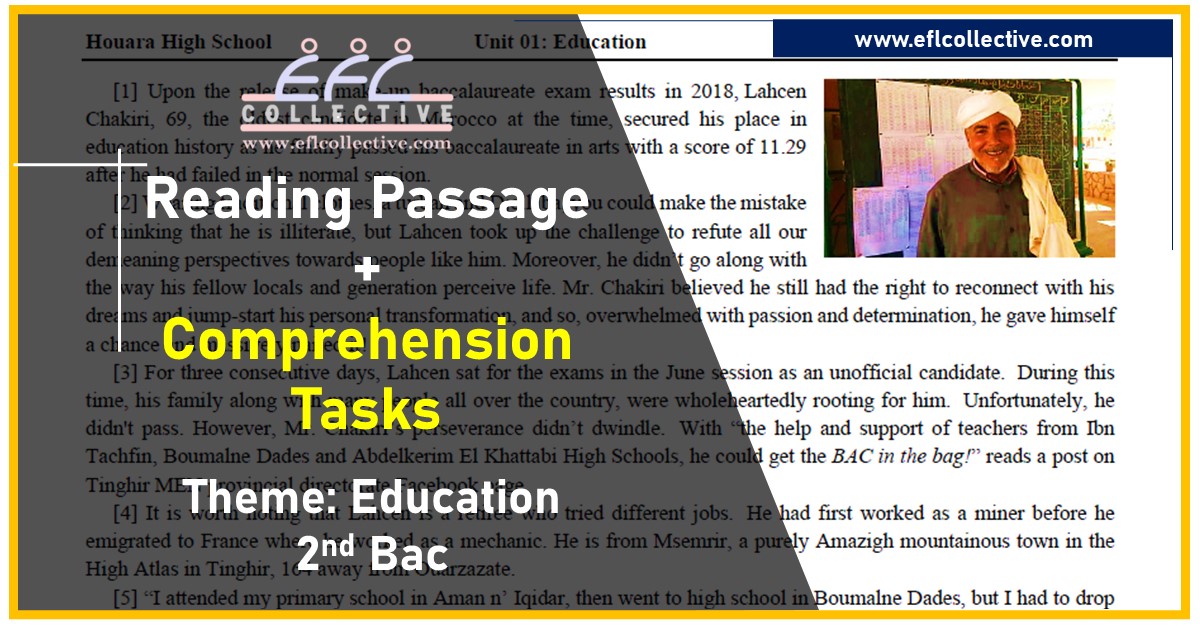 Reading Passage and Comprehension Tasks: Education (2nd Bac)